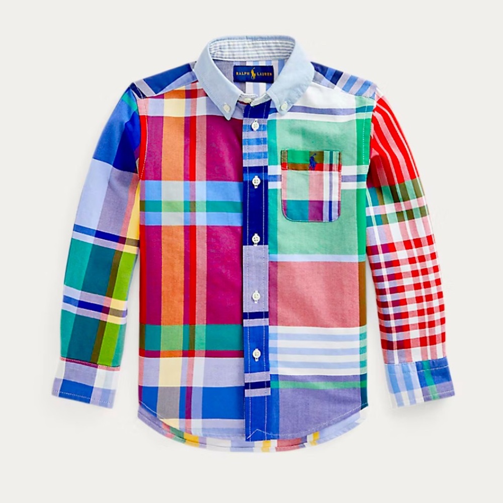 NWT Polo Ralph Lauren Boysy Oxford Multicolored Plaid Cott Fun Shirt